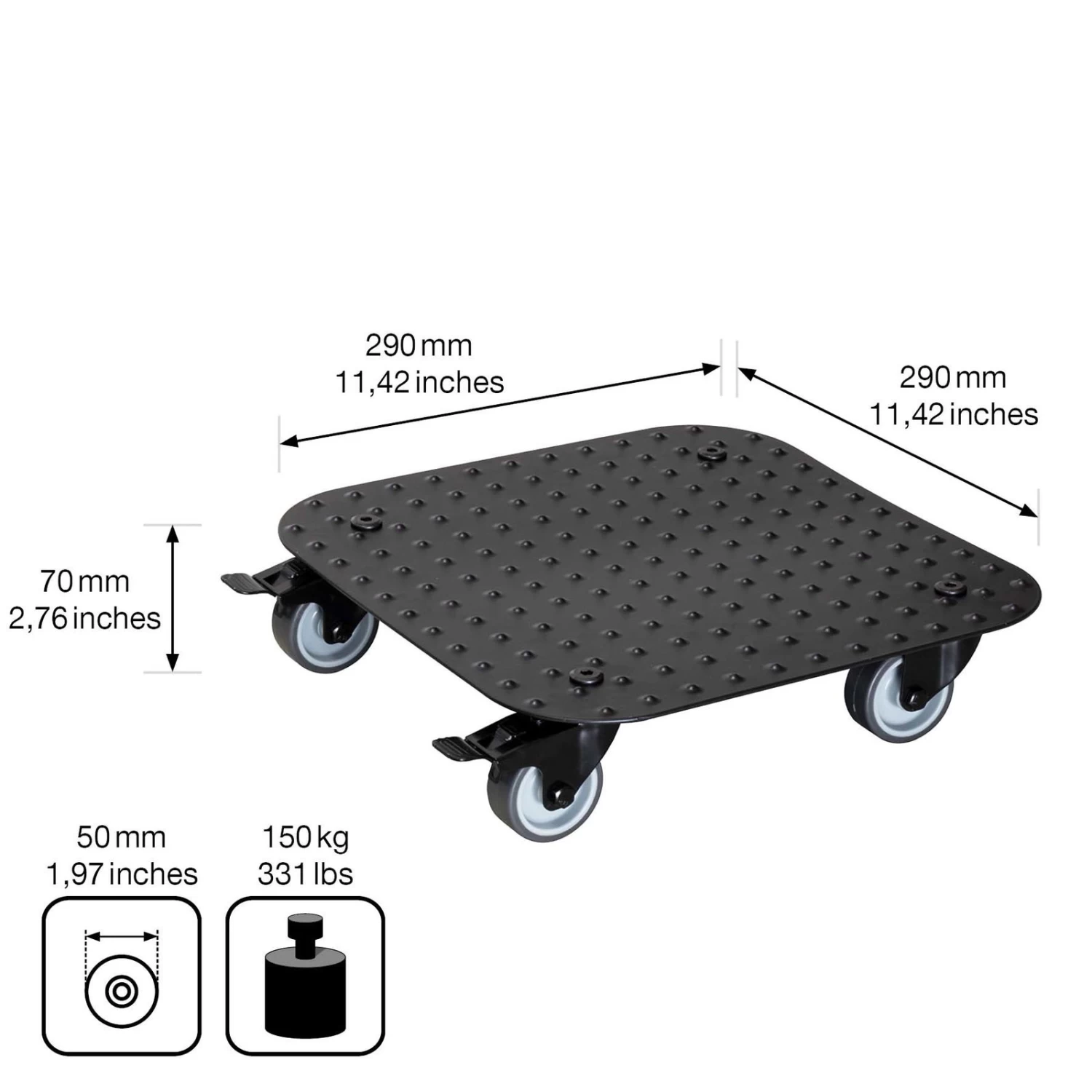 Pflanzenroller 'Alaska', Tragkraft 150 Kg, Anthrazit, Alu, 7 X 29 X 29 Cm – Bild 6