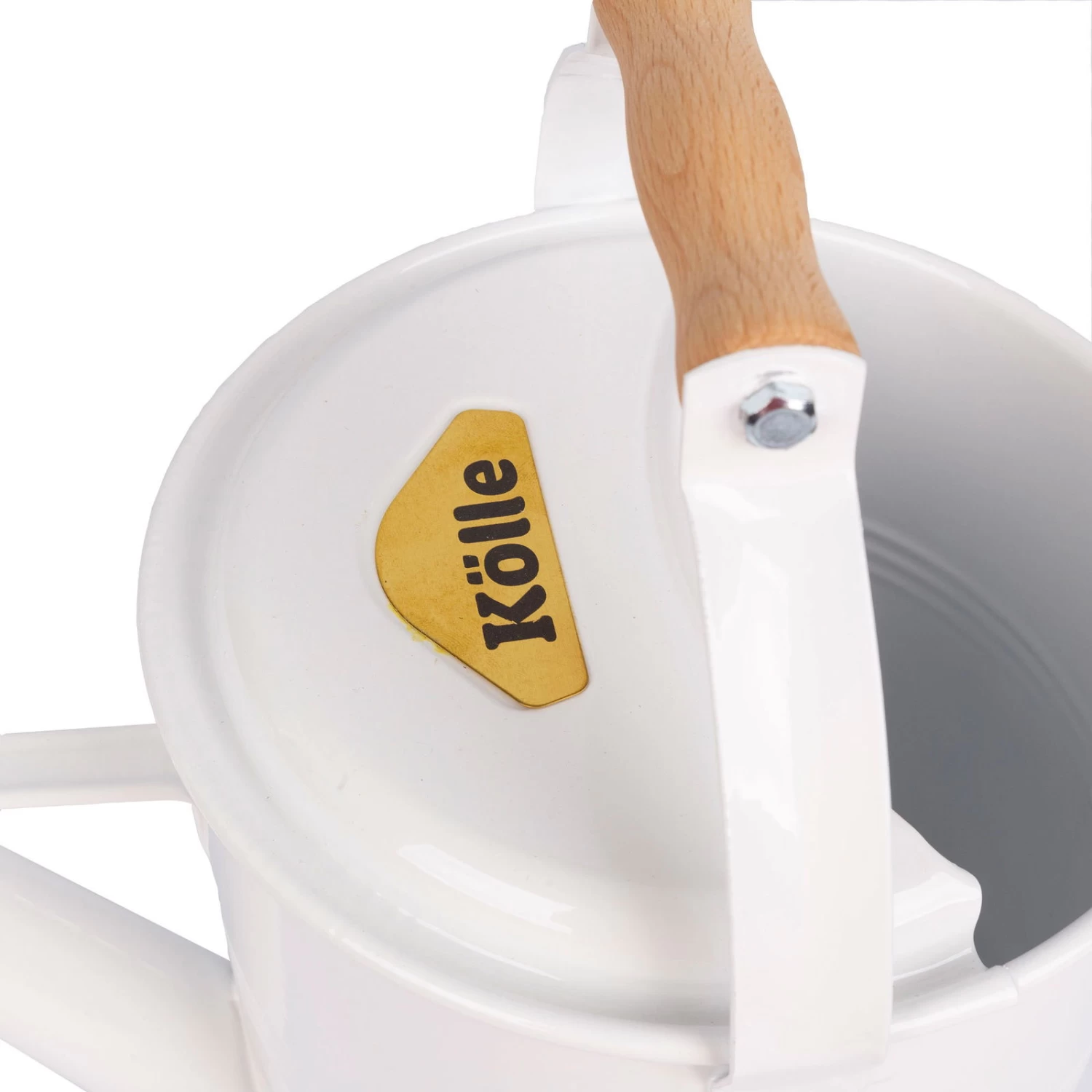 Zinkgießkanne Mit Holzgriff & Messingbrause, Weiß – Bild 3