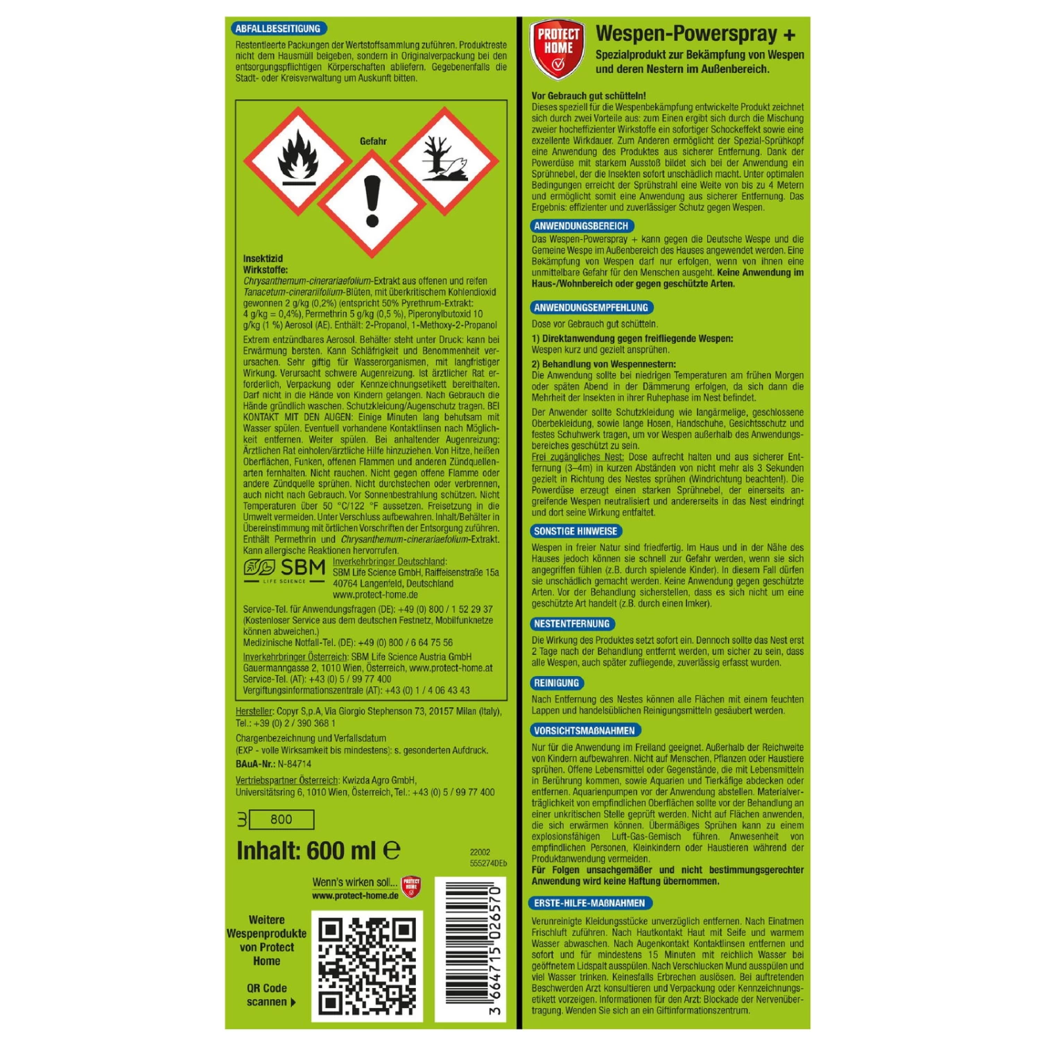 Protect Home Wespen-Powerspray, 600 Ml – Bild 2