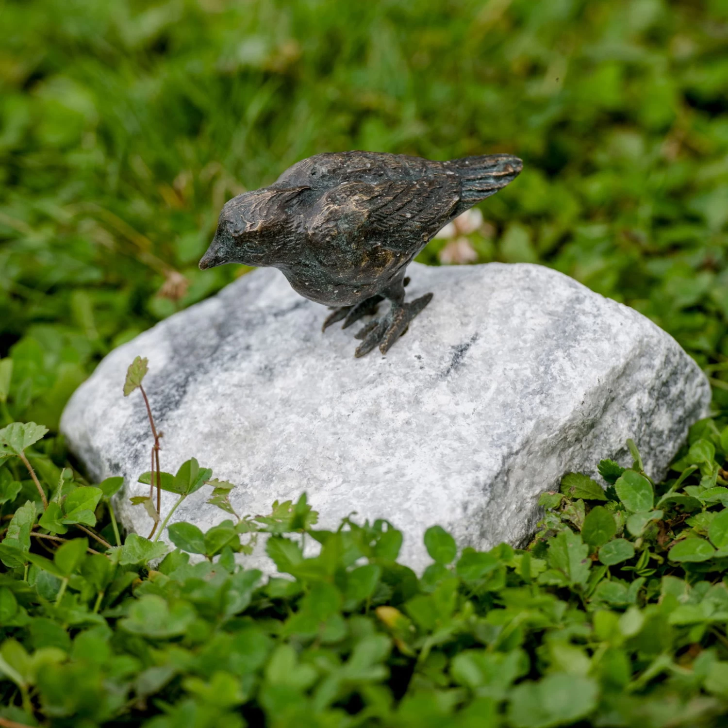 Vogel Auf Alaska-Stein, Bronze, Stein, H 12 X 15 X 15 Cm