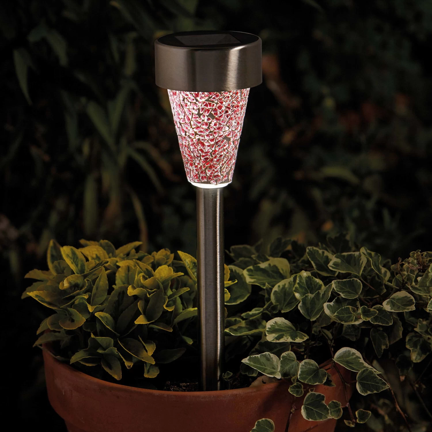 Mosaic Solarpfahlleuchte, Edelstahl / Glas, Silber / Bunt, 36 X 7,5 Cm, 6er Pack