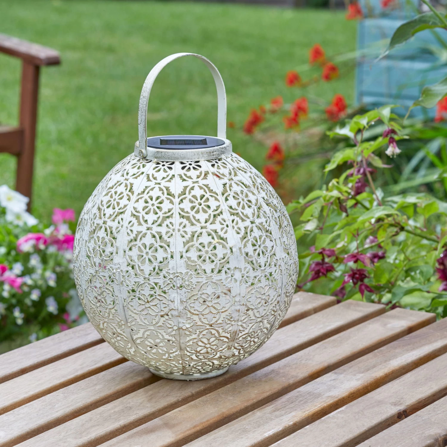 Solarlaterne Damast, Creme, 23,5 X 22,5 Cm – Bild 2