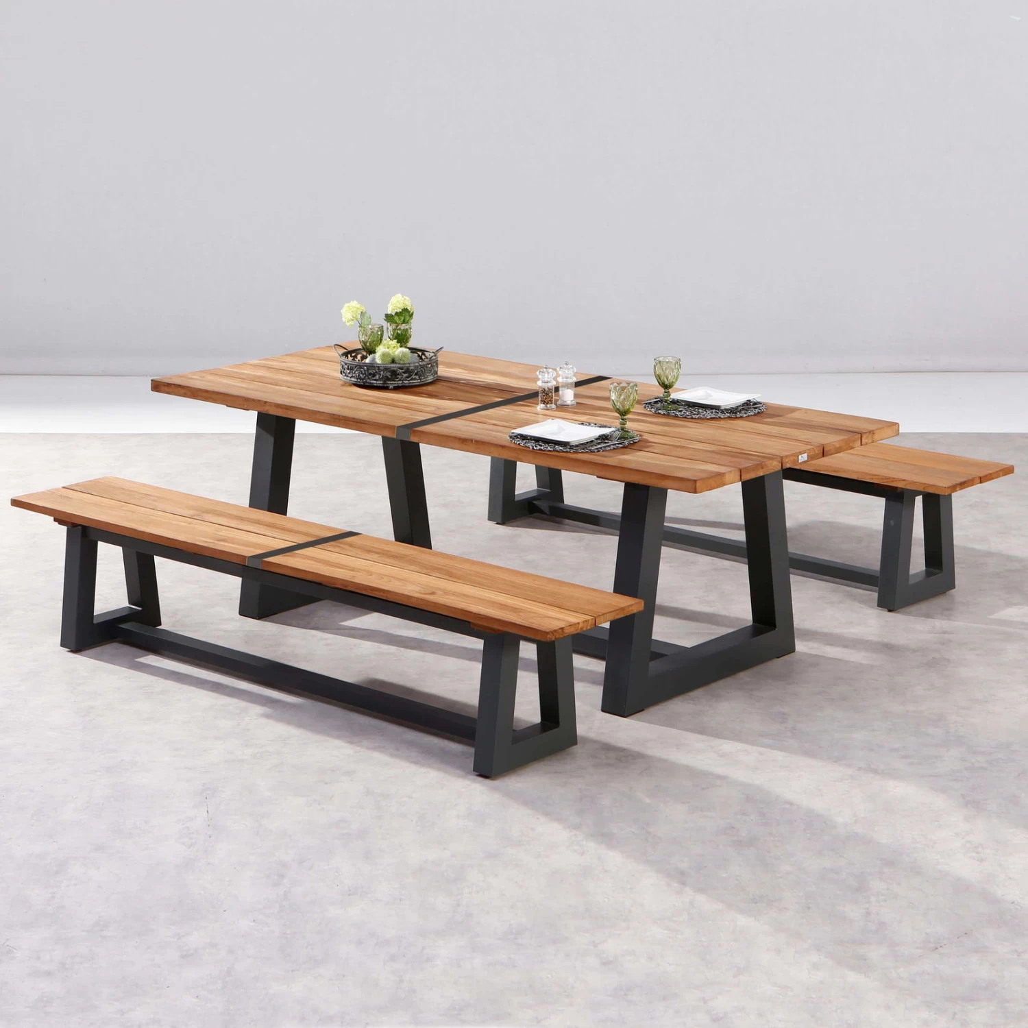 Best Alu-Bank Campione, Teakholz, Anthrazit, 45 X 220 X 40 Cm – Bild 4