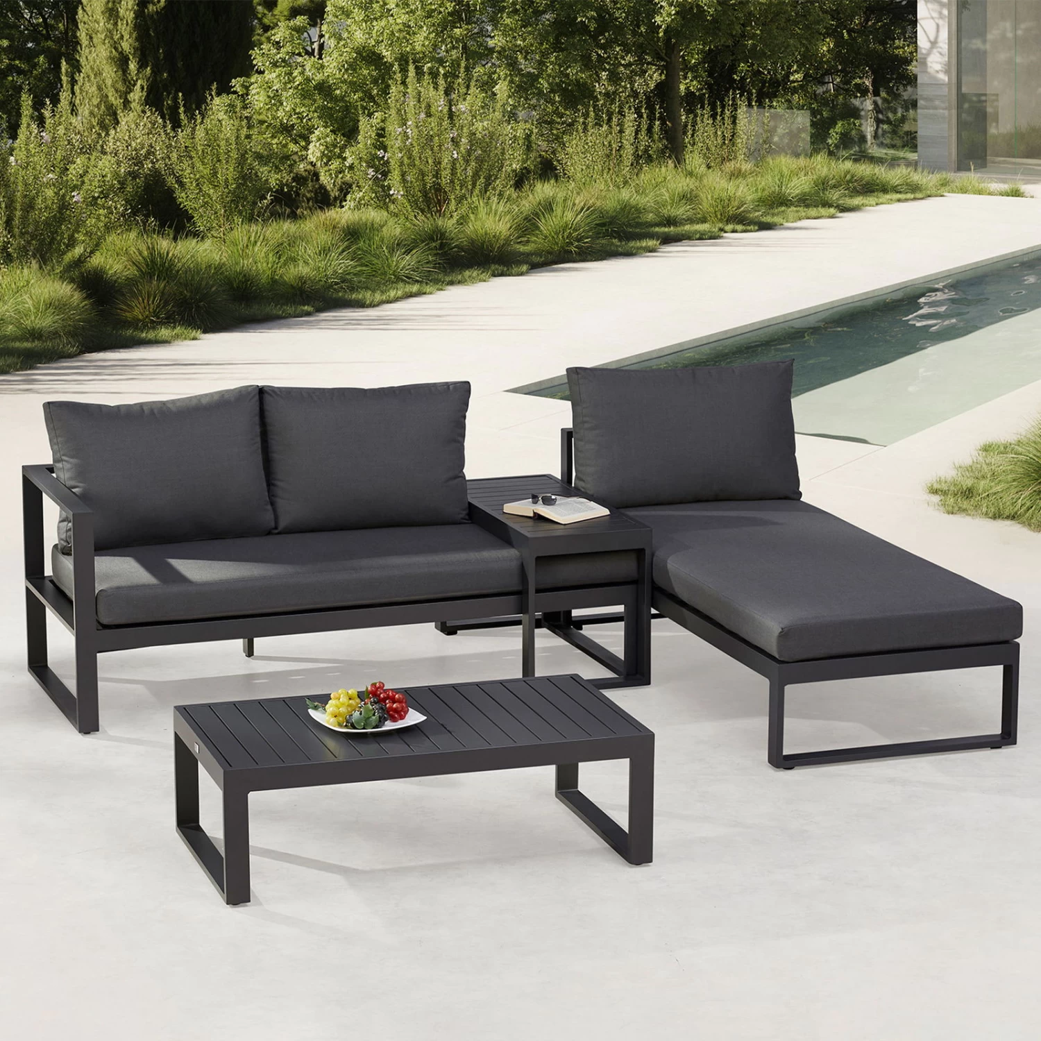 Best Loungegruppe 'Navarino', 4lgt., Anthrazit – Bild 5