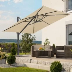 Sonnenschirm 'Rhodos Smart', Ca. 300 X 300 Cm, Natur