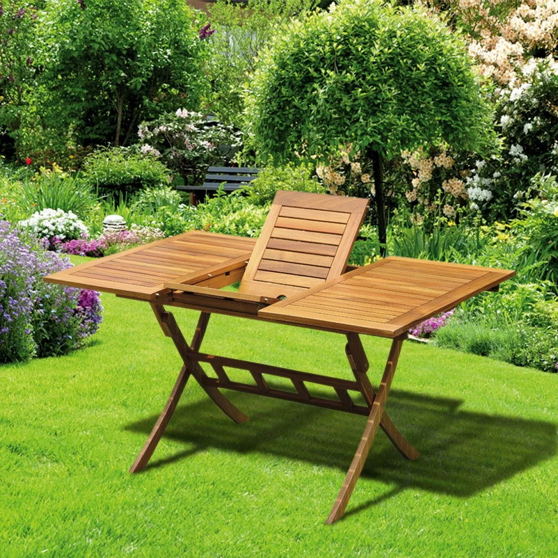 Balkon-Ausziehtisch 100/140x90 Cm Akazienholz – Bild 2