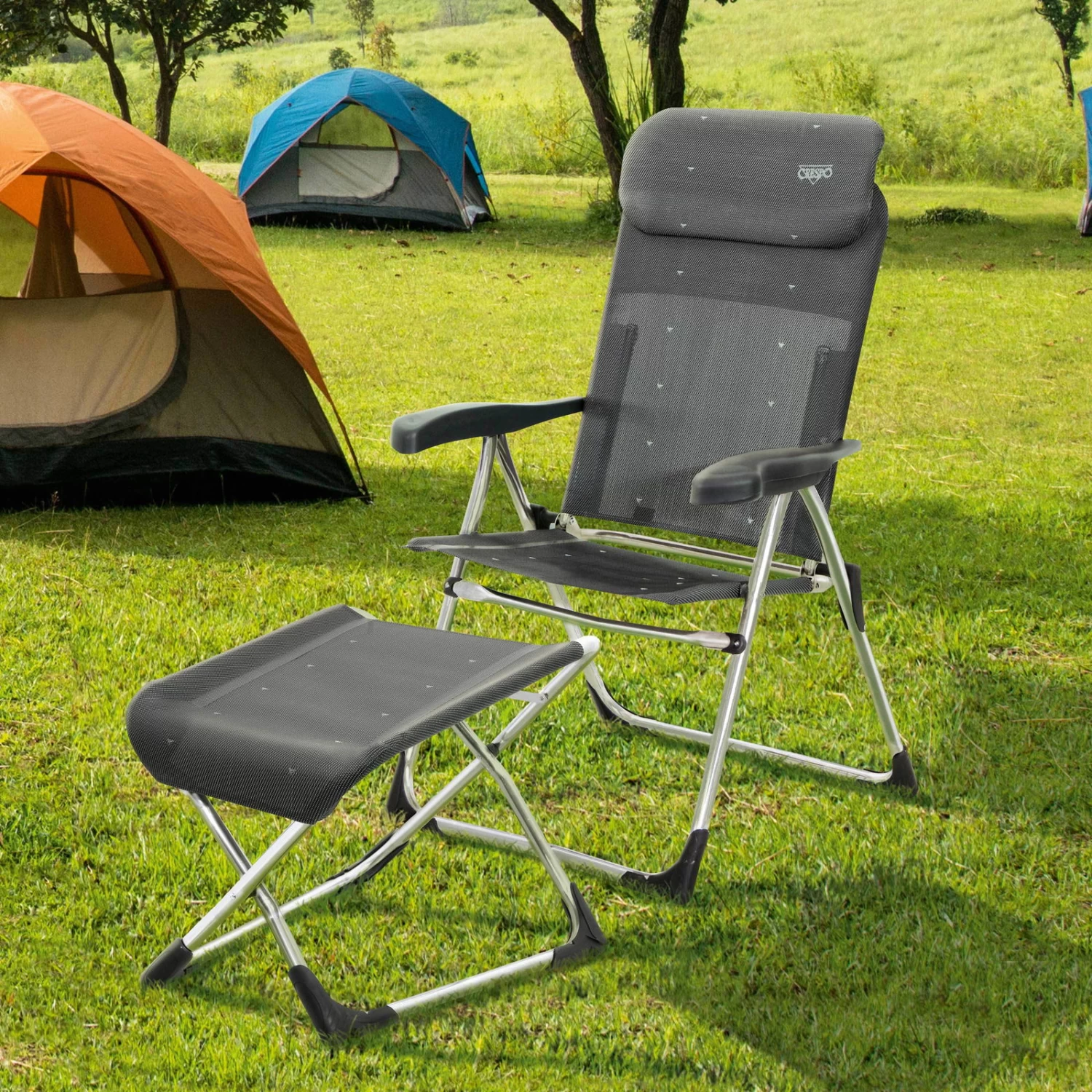 Crespo Hocker/Beinauflage Compact Klappbar, Silber/anthrazit – Bild 4