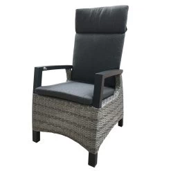 Geflechtsessel Bremen, Hellgrau/braun, Verstellbare Rückenlehne